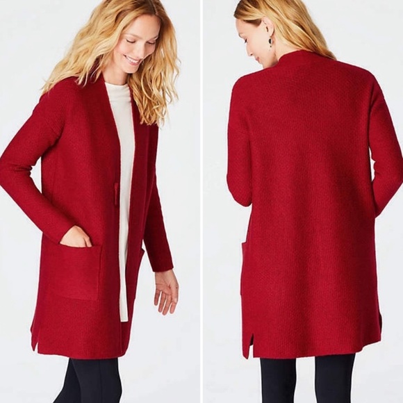 J. Jill Red Cardigan Sweater Patch Pockets Size Xtra Small - Picture 1 of 6